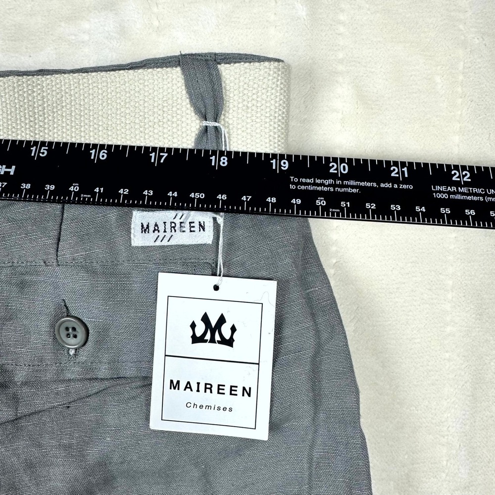 Maireen Men's Gray Linen Blend Cargo Shorts Size 38 w/ Belt Casual Summer - Picture 6 of 8